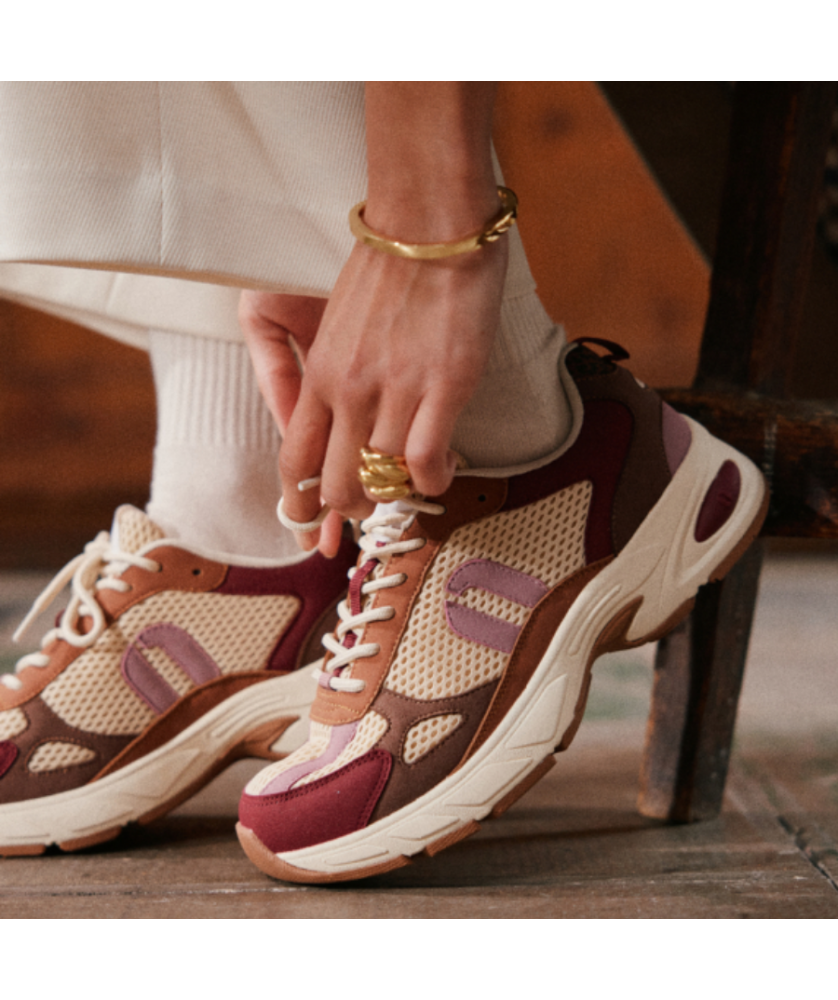 Baskets basses Maé - Bordeaux beige rose