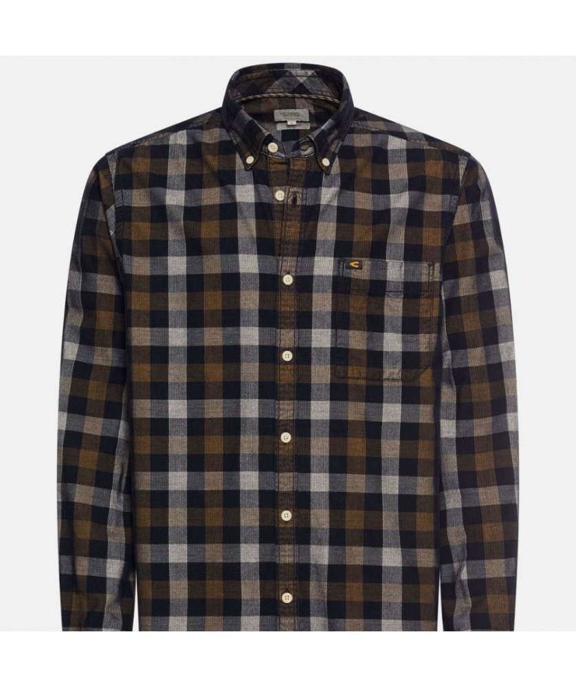 Chemise à carreaux à manches longues avec poche poitrine