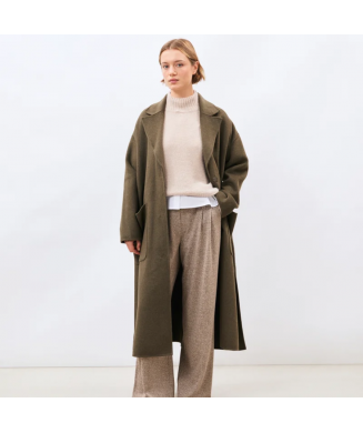 Manteau long vert col...